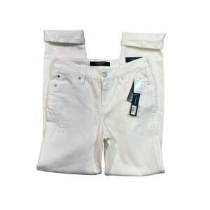 Liverpool the Girlfriend Cuffed JEAN Mid Rise Distressed Denim Bone White 0/25